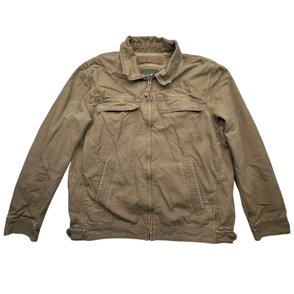 Eddie Bauer Field Canvas Jacket Mens Large Cotton Work Pockets Collared